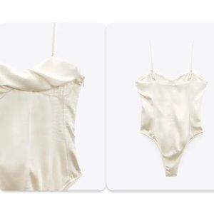 ZARA Satin Effect Bustier Bodysuit
